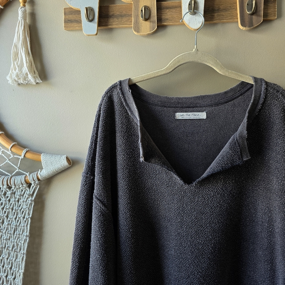 Free People With The Band Pullover Sweatshirt Washed Black - Picture 2 of 8